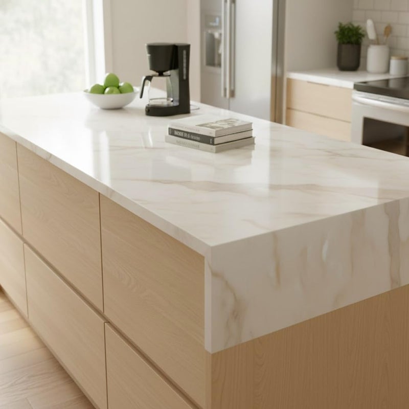 ROSEROSA Peel and Stick Glossy Faux Marble Architectural Film Self-Adhesive Vinyl Film Wallpaper Door Wrap Counter Top Border Mirror Molding Trim NI987 - Image 5